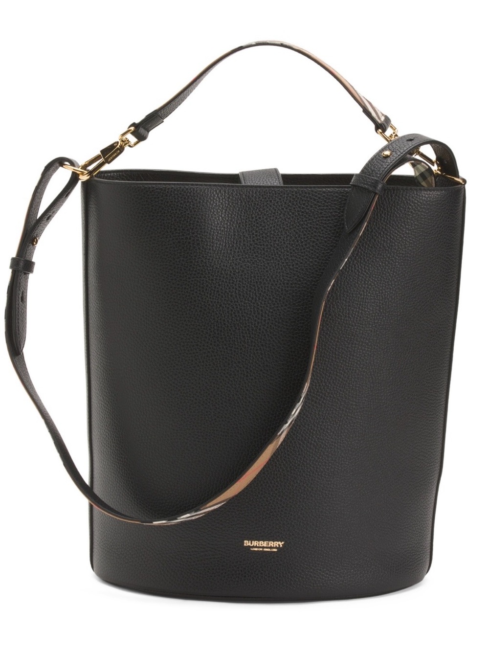 Burberry Small Black Grainy Leather Bucket Crossbody Bag H 8.25 x D 5.5" NWT